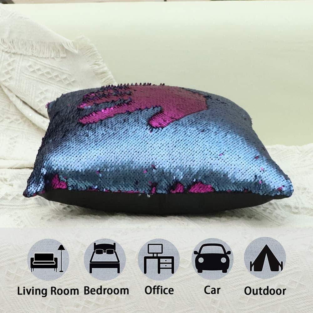 JOTOM Federa Per Cuscino Con Paillettes Reversibili 40x40 Cm – Effetto Squama Di Sirena, Multicolore, Per Divano E Camera - 5