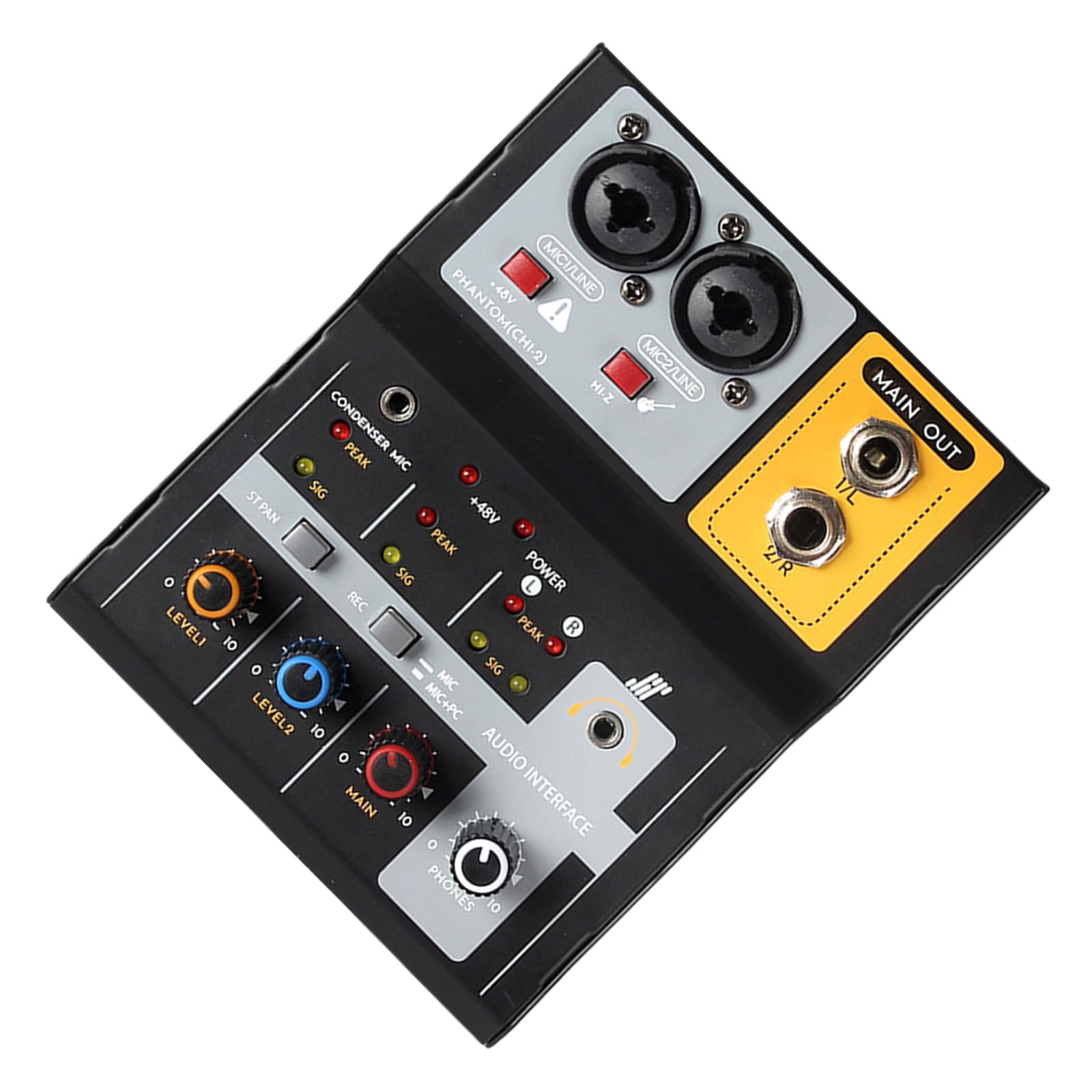 Mezclador de estudio de 2 canales, placa de sonido, mezclador auditivo USB con sonido Hifi 32 bits/384 kHz resolución para audio USB