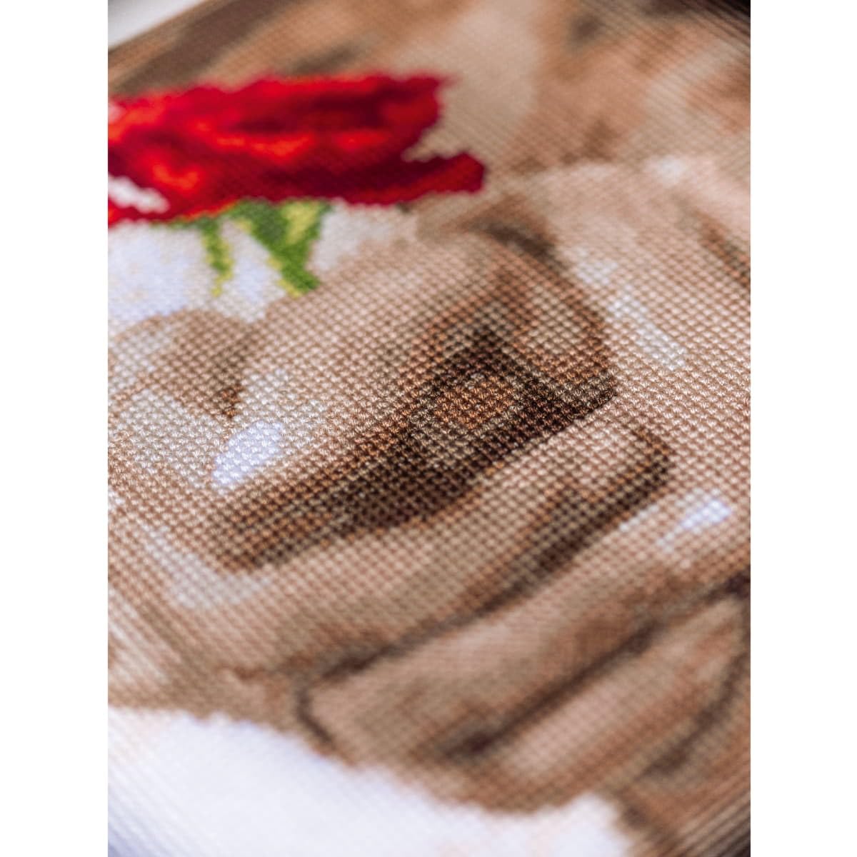 Vervaco Gezählter Kreuzstich Stickpackungen DIY Stickbilder Hochzeitsdeko Hochzeitsrose Wanddekoration Handarbeit Set für Erwachsene Kreatives ca. 21 x 28 cm Hochzeitsgeschenk Kreuzstichbilder Set