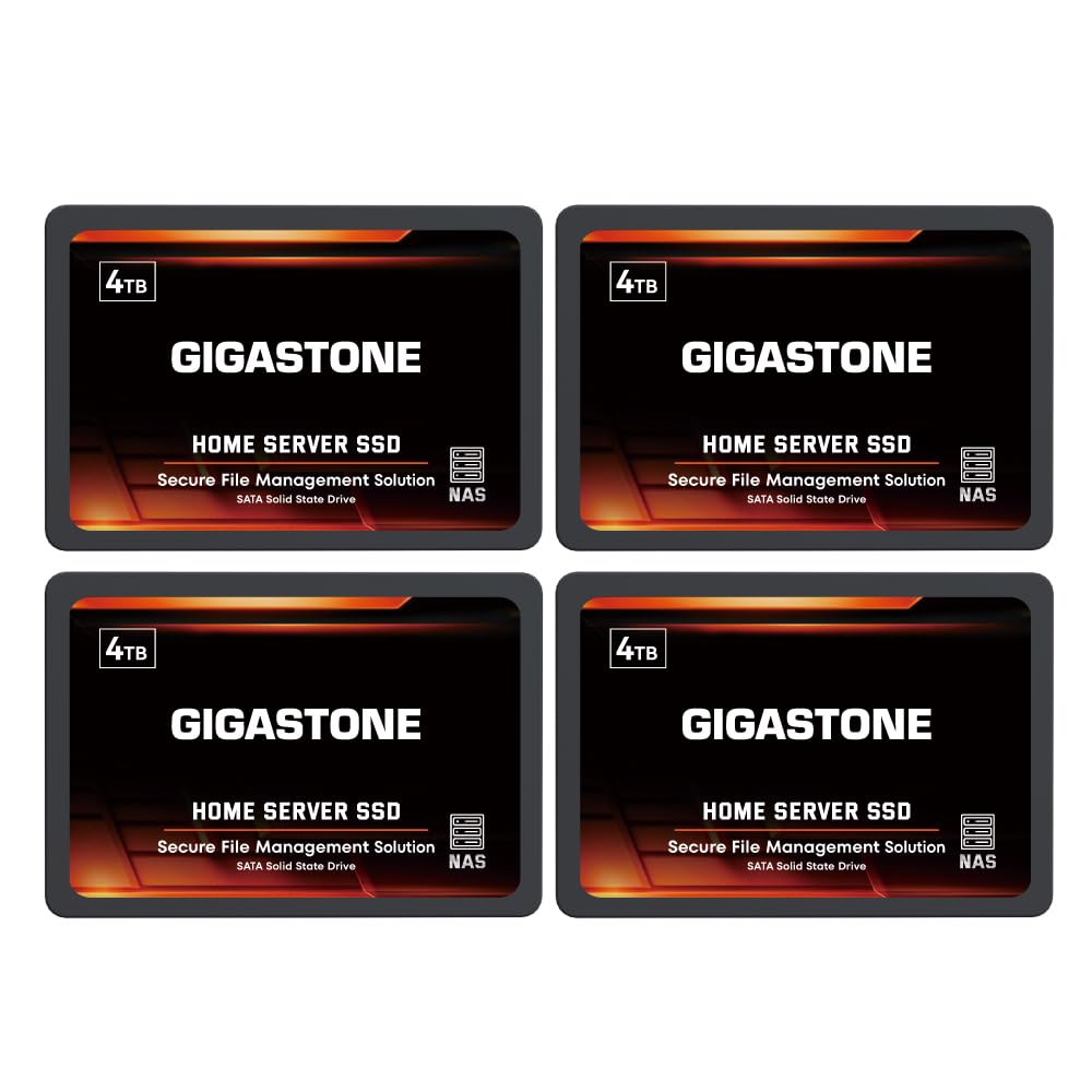 gigastone home server ssd 4tb nas ssd drive cache (4-pack) 24/7 durable high endurance personal cloud data sync network attached storage raid 3d nand 2.5" sata internal solid state hard drives