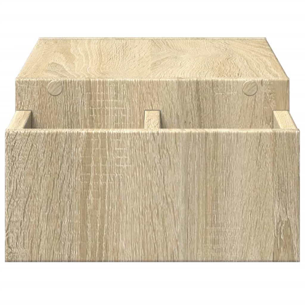 Leasha Rehausseur Écran PC Bureau, Réhausseur d'Écran Support de Moniteur avec rangement chêne sonoma 70x27x15 cm bois d'ingénierie