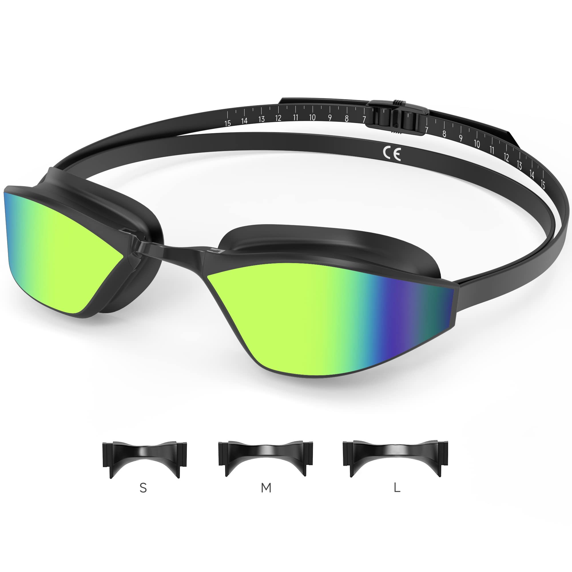 Findway Swimming Goggles, Racing Swimming Goggles Anti-Fog Leakproof Replaceable Nose Bridge Swim Goggles Suitable for Swimming Practice Training Competition Leisure for Adult Men and Women