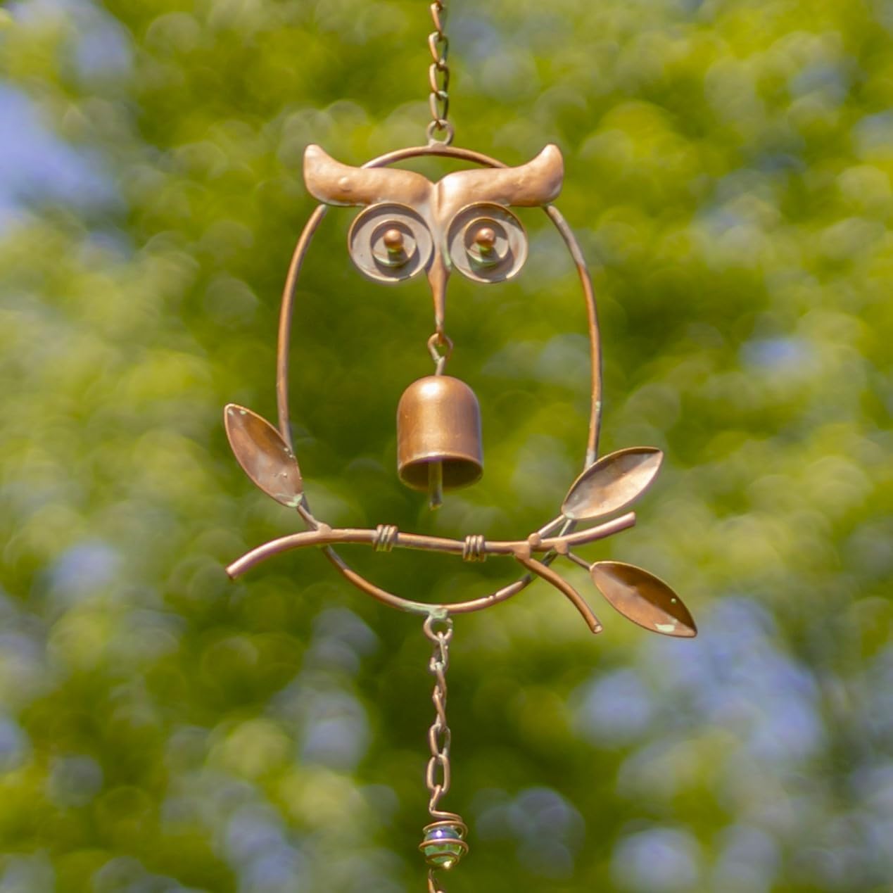 Zaer Ltd. Ornate Hanging Rain Chains (Copper Finish, Owls)