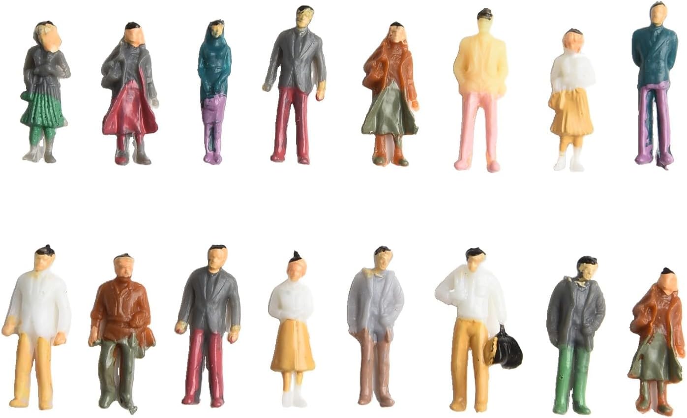 ABS Miniature Sand Table Figures (100 pcs), 36mm/25mm/18mm Colored Scale Models for 1:50–1:100 Diorama Scene Building, Garden & Classroom Use (0.111111111111111)