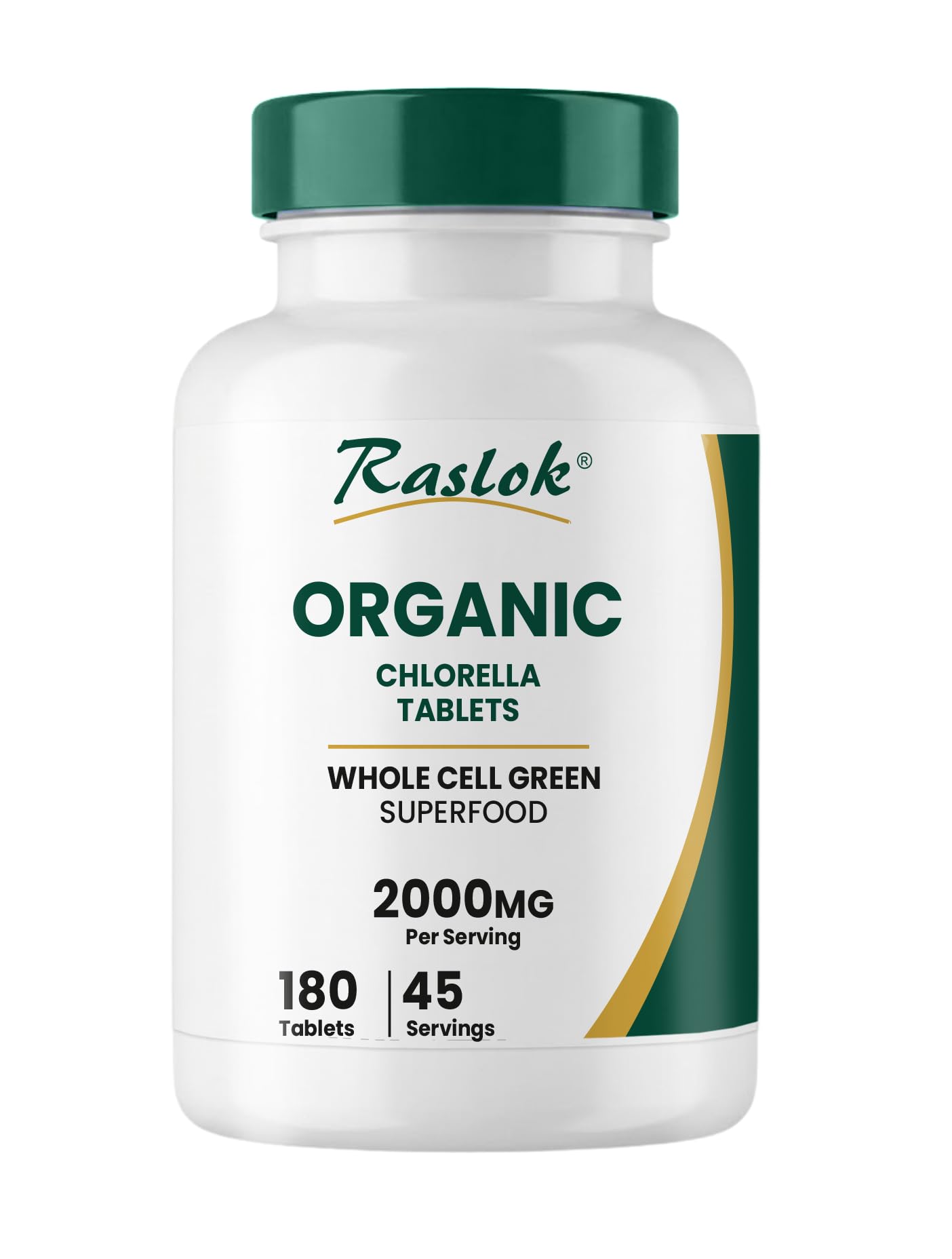Organic Chlorella Tablets 2000 mg Per Serving (180 Tablets) – Premium Algae from Parry Nutraceuticals (E.I.D. Parry) – Whole Cell, Non-GMO, Plant-Based Supplement,No Other Ingredients