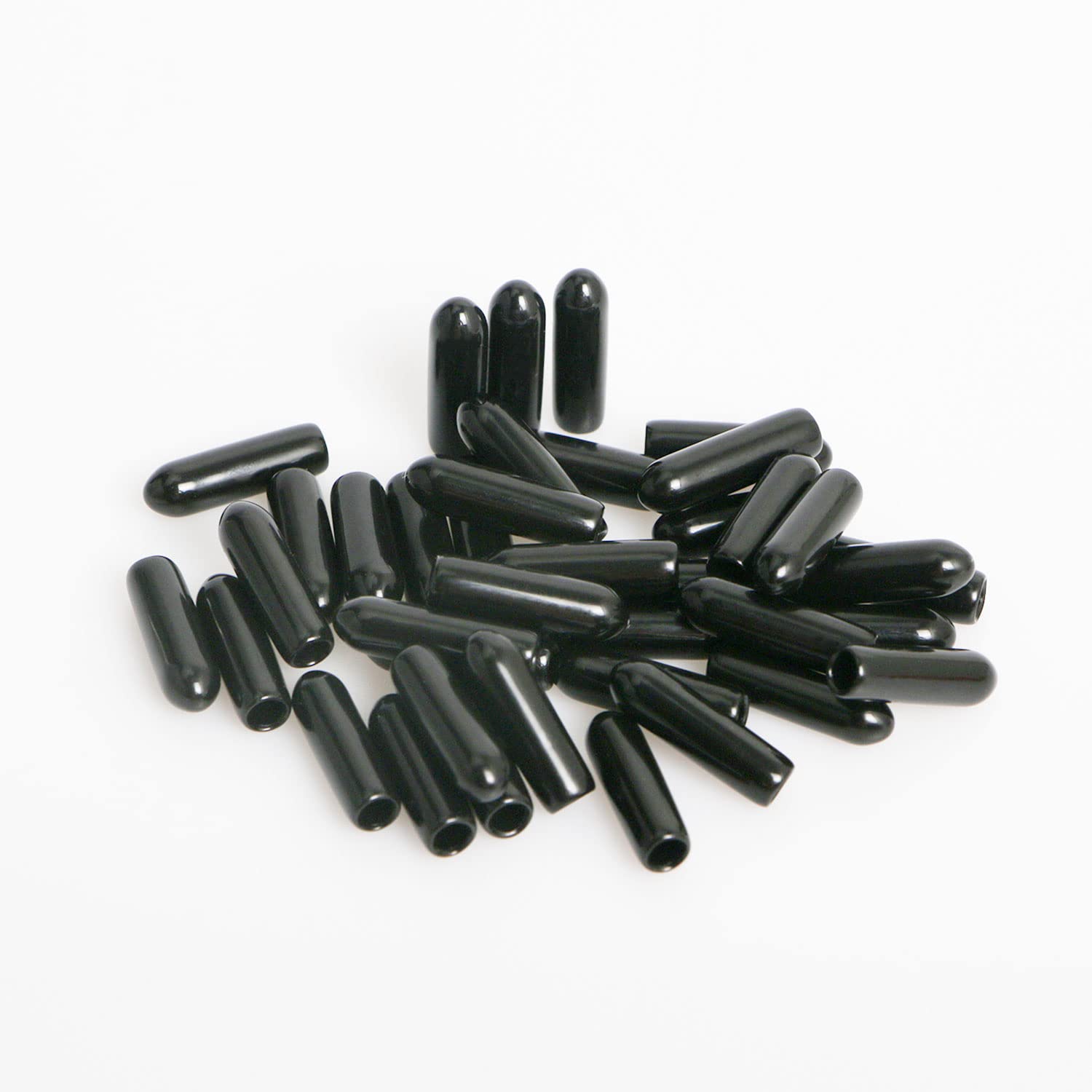 Ohamtes Black 50Pcs Id3.5mm(9/64") Pvc Rubber End Caps, Vinyl Flexible End Caps, Round Pipe End Caps, Bolt Thread Protector Safety Caps