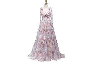 Lilac Flower Printed Custom Prom Dress: Enchanting Elegance