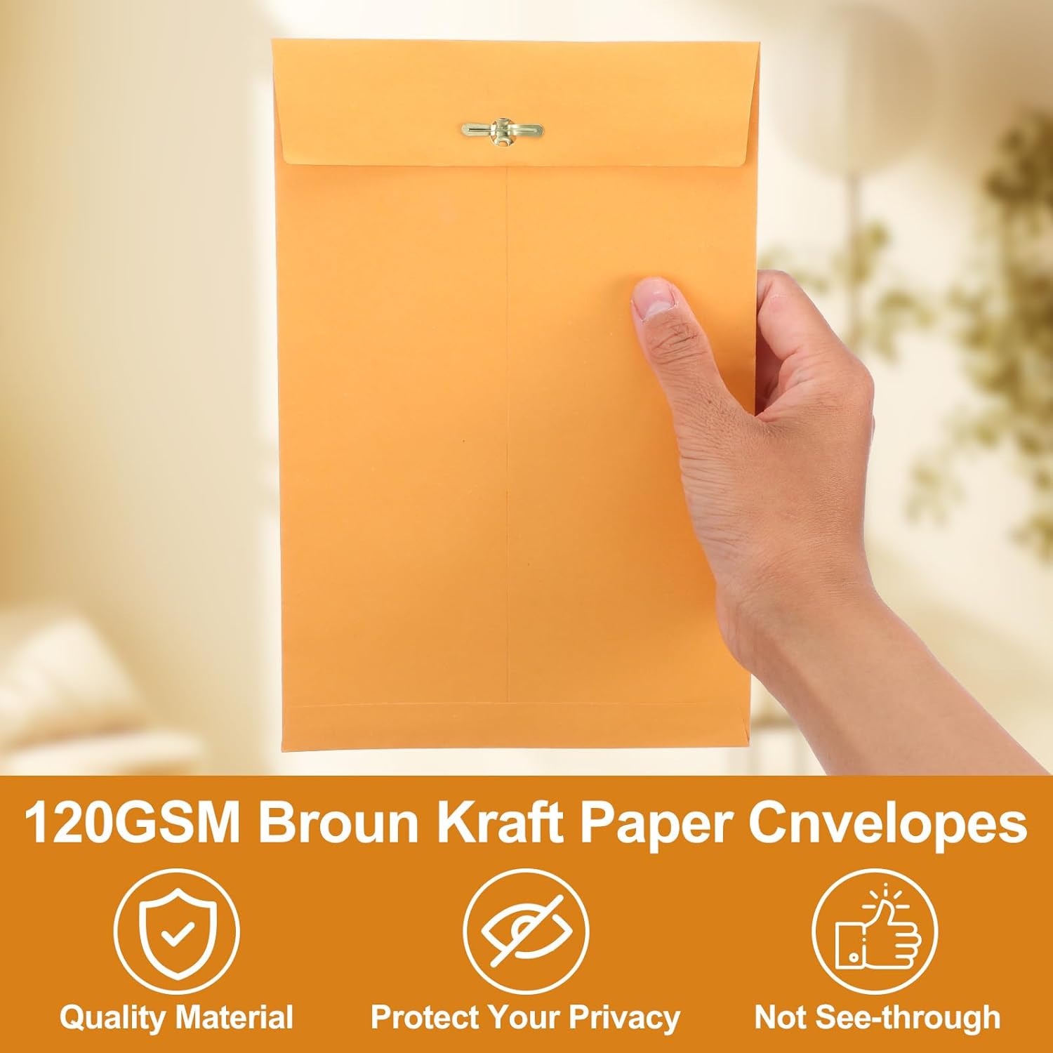 200 Pcs 6 x 9 Manilla Envelopes Clasp Kraft Catalog Envelope with Clasps Closure for Storing Mailing 28 lb Kraft Paper for Office Document Business - Image 3
