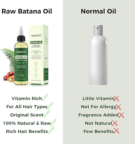 Miniatura 7 de OUKEYA Aceite de batana para el crecimiento del cabello Aceite de batana crudo orgánico Dr. Sebi de Honduras - 100% puro y natural prensado en frío