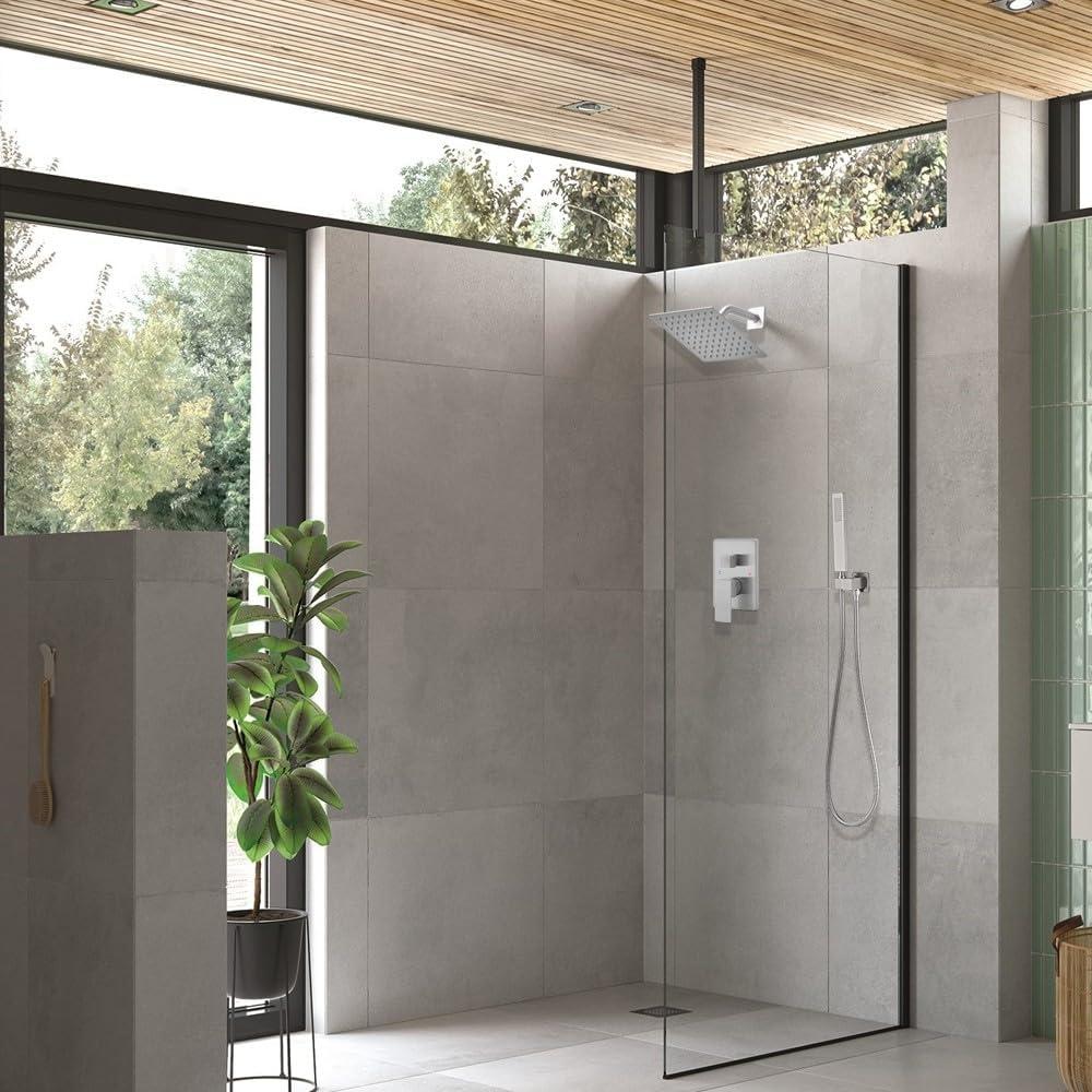 Brushed Nickel Shower System with 8'' Rainfall Shower Head, Handheld Shower head, Bathroom Luxury Rain Mixer Shower Combo Set Wall Mounted Shower Faucet Rough-in Valve and Trim Kit