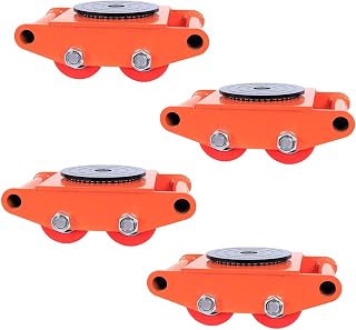 Machine Skates Orange, Machinery Mover 20000LBS/9-Ton, 4-Wheel Lndustrial Moving Skate 360° Rotation Function with Non-Slip Caps, for Warehouse, Workshop, Factory.