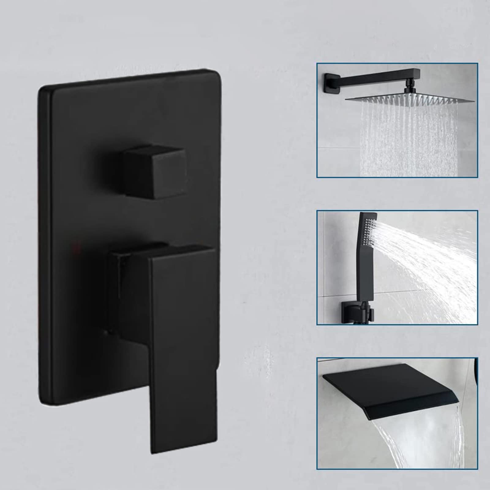 XJTNLB Miscelatore Doccia Incasso 3 Vie, Set Doccia con Soffione e Doccetta Cascata Rubinetto Vasca Cromo