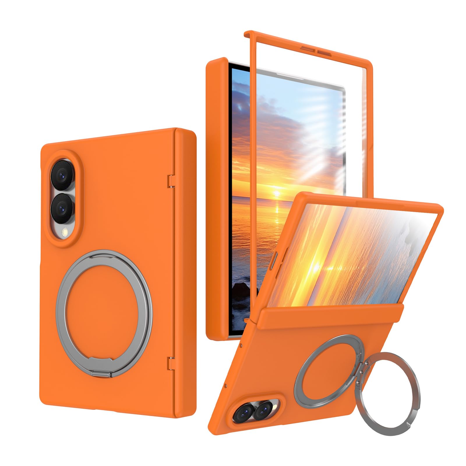 Custodia per Samsung Galaxy Z Fold 8, sottile, leggera, antiurto, compatibile con ricarica wireless, antigraffio, antimacchia, morbida al tatto, facile da applicare, colore: arancione