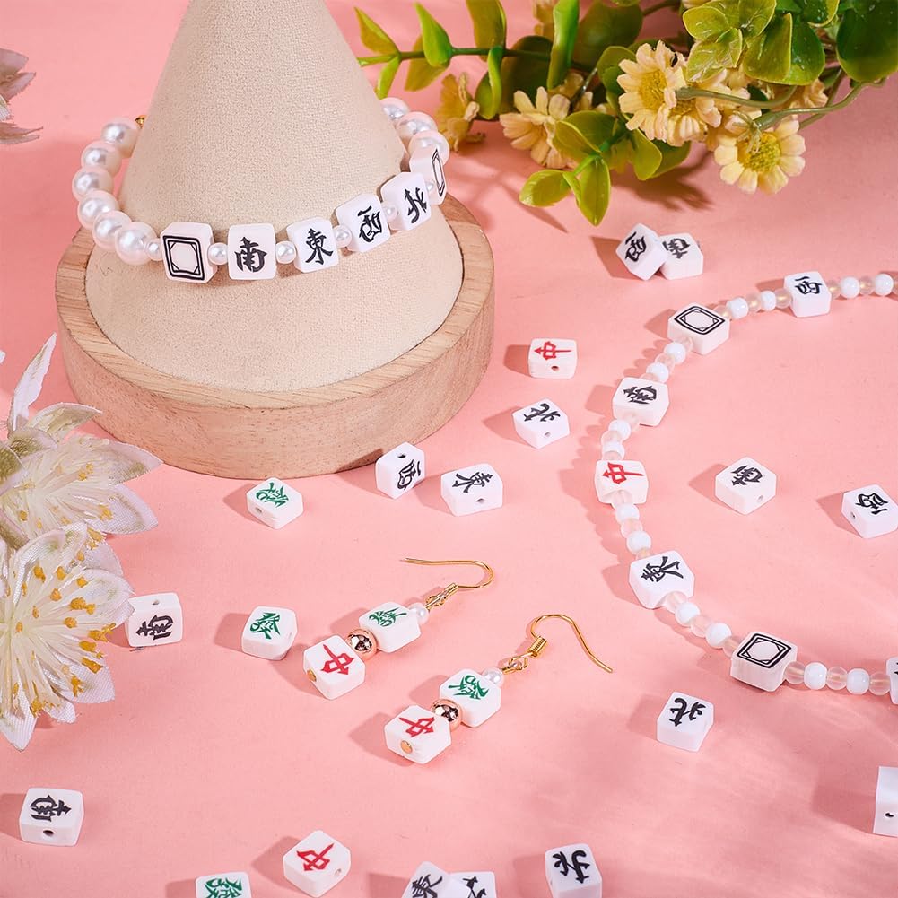140pcs Mahjong Tile Beads 7 Styles Chinese Mahjong Charms Beads Pendant Mini Clay Loose Spacer Bead for DIY Crafts Supplies Bracelets Necklace Earring Jewelry Making Supplies - Image 4
