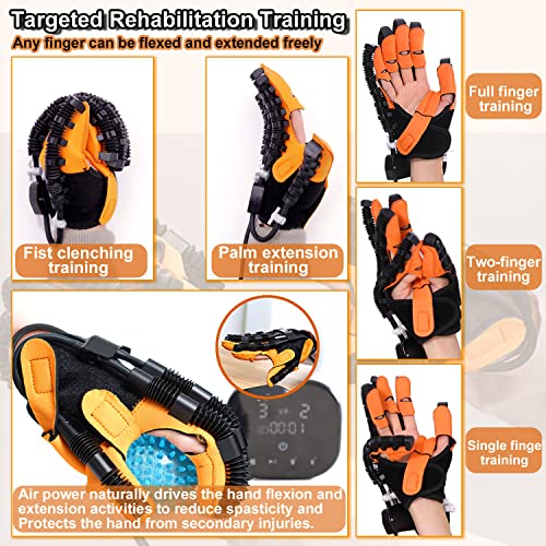 PHASFBJ Rehabilitation Robot Gloves, Smart Rechargeable Strengthen Rehabilitation Gloves Stroke Hemiplegia Hand Splint Finger Orthosis, for Hand Function Recovery,Right hand,L