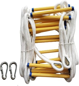 Emergency Fire Escape Rope Ladder 2 Story Homes,Flame Resistant Fire Safety Ladders,with Carabines,for Roof Playset Swing Set Tree House Or Fire Escape