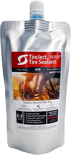 Miniatura 2 de TireJect Kit de sellador de neumáticos para bicicleta de montaña (MTB) - Protección de neumáticos planos sin cámara y sin cámara - Sello de