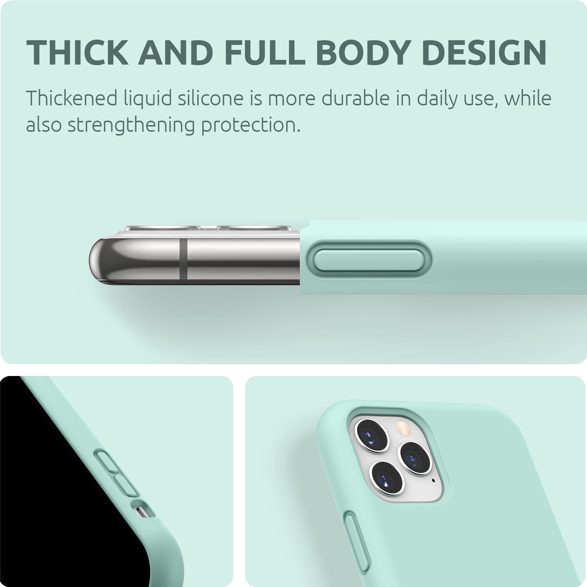 SURPHY Cover Compatibile con iPhone 11 PRO, Custodia per iPhone 11 PRO Silicone Liquido Cover Antiurto con Fodera in Microfibra, Full Body Protettiva Case per iPhone 11 PRO 5.8", Verde Mare