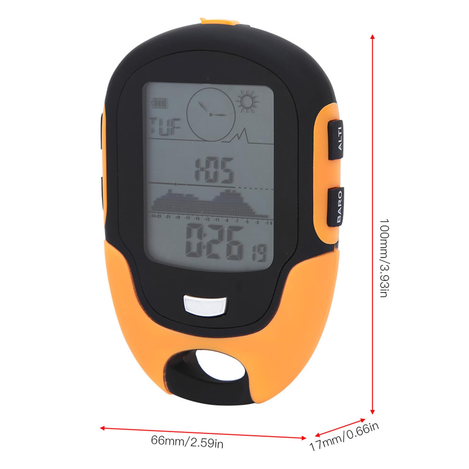 BuyWeek Altimetro, barometro multifunzione con bussola, termometro, igrometro, previsioni meteo, orologio, data, torcia a LED, sveglia, impermeabile IPX4