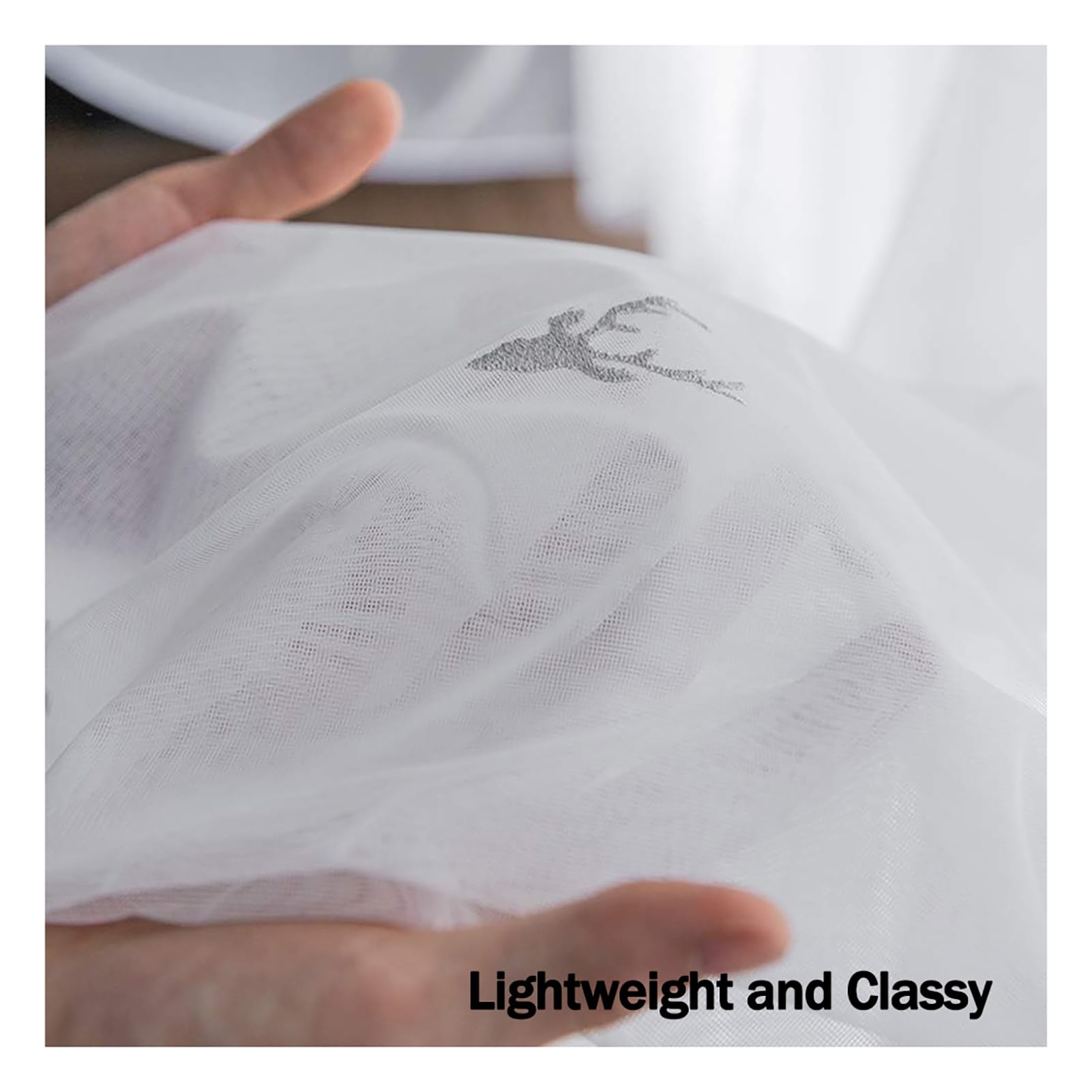 2 Stück Hirsch Stickerei Vorhang Voile, Tüll Transparent Gardinen Ösenschal/Kräuselband Fensterschal Für Wohnzimmer Schlafzimmer Balkon, W200xL250cm, Eyelet