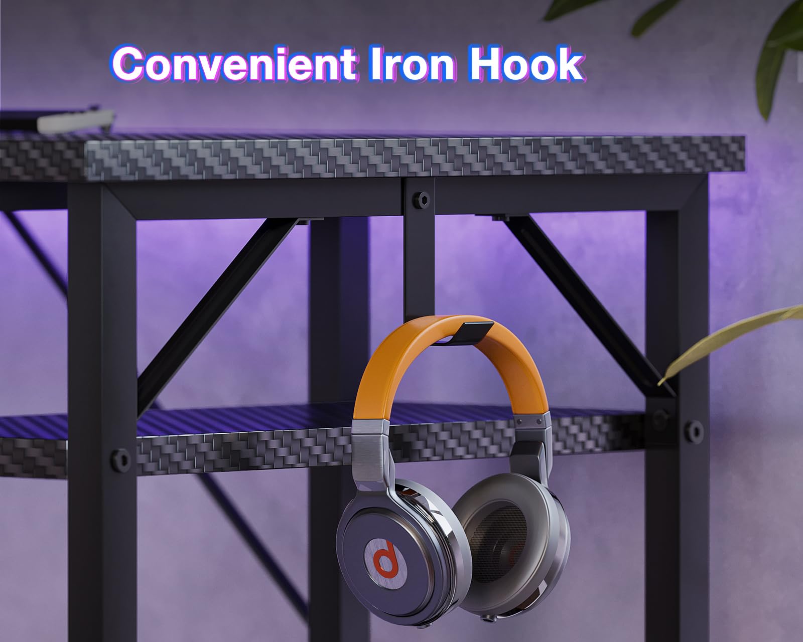 ODK 53" L Shaped Gaming Desk with Hutch & Headphone Hook, Corner Computer Table with Storage Shelves for Home Office, Black