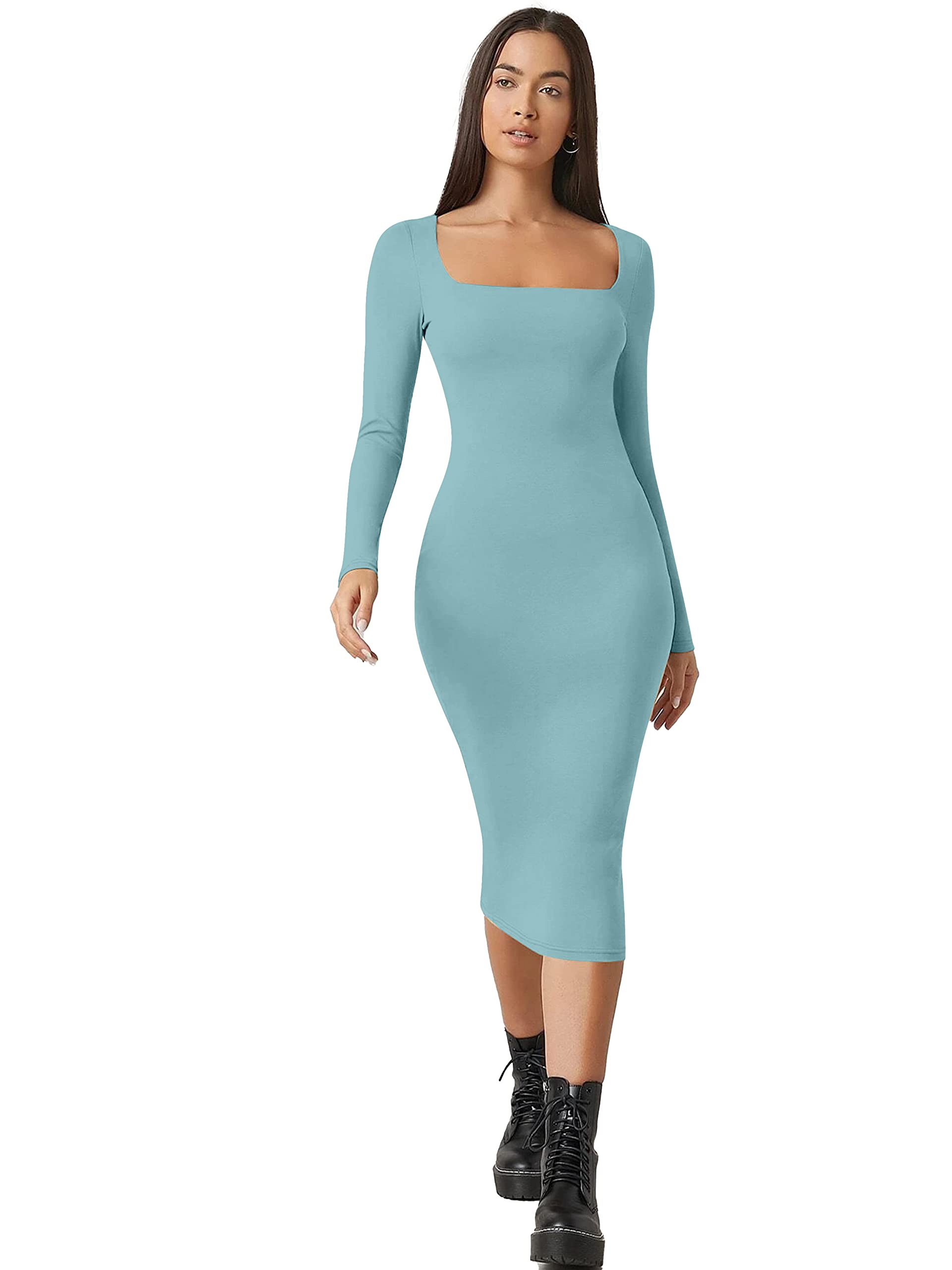 AlekyaWomens Midi Western Blue Dress | Dress for Girls | Womens Dress for Festivals, Parties & Special Occasions [TC-037]