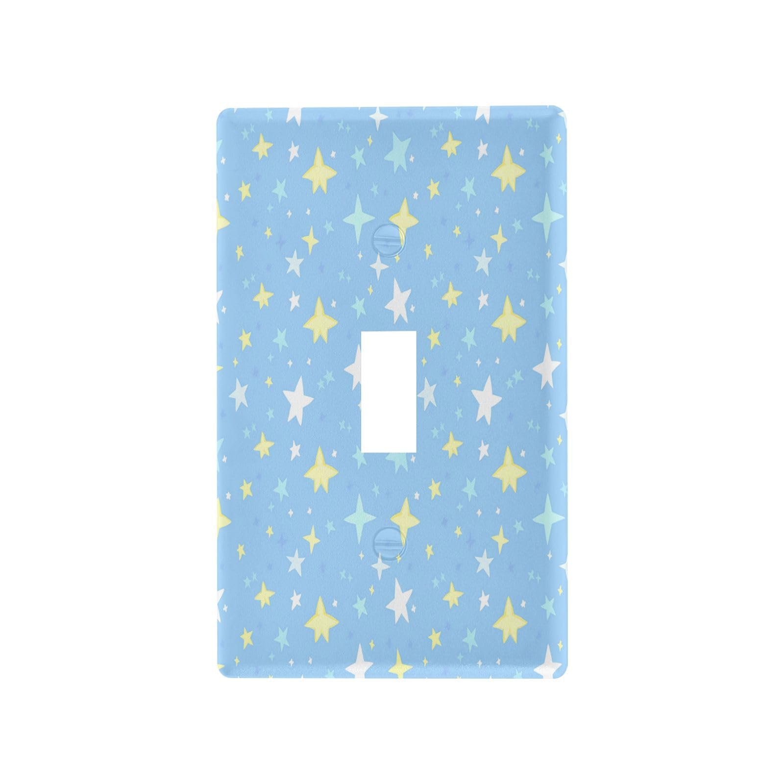 BOESI Doodle Colorful Stars Light Switch Cover Trim, Switch Panel Trim, Receptacle Cover, Double Receptacle Receptacle Cover, 4.53 * 2.76 inches