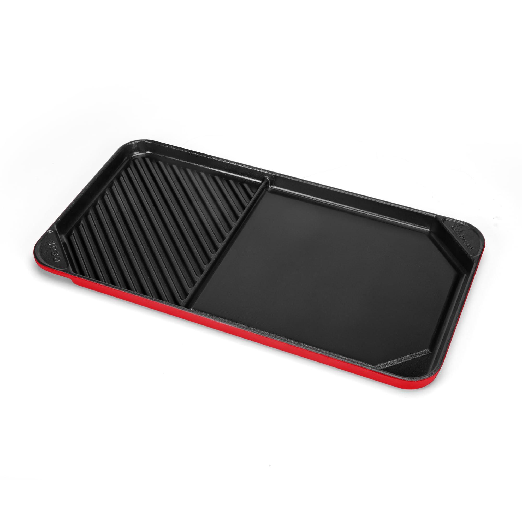 All American 1930 - Ultimate 60/40 Griddle with Ceramic Non-Stick Coating - Tomato Red - Durable &amp; PFAS Free - Indoor Griddle for Easy Prep, Cooking, &amp; Cleaning - Made in the USA