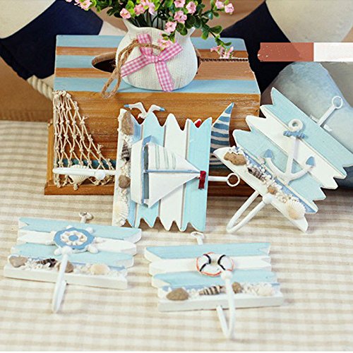 ZZ-Lighting-Creative-Clothes-Hook-Towel-Hat-Coat-Hangers-for-CloakroomClothing-ShopPorch-Beach-Themed-Wall-Hooks-Rustic-Wall-Decorations-Decorative-Hanging-Hook-for-Childrens-Room-4-Hooks