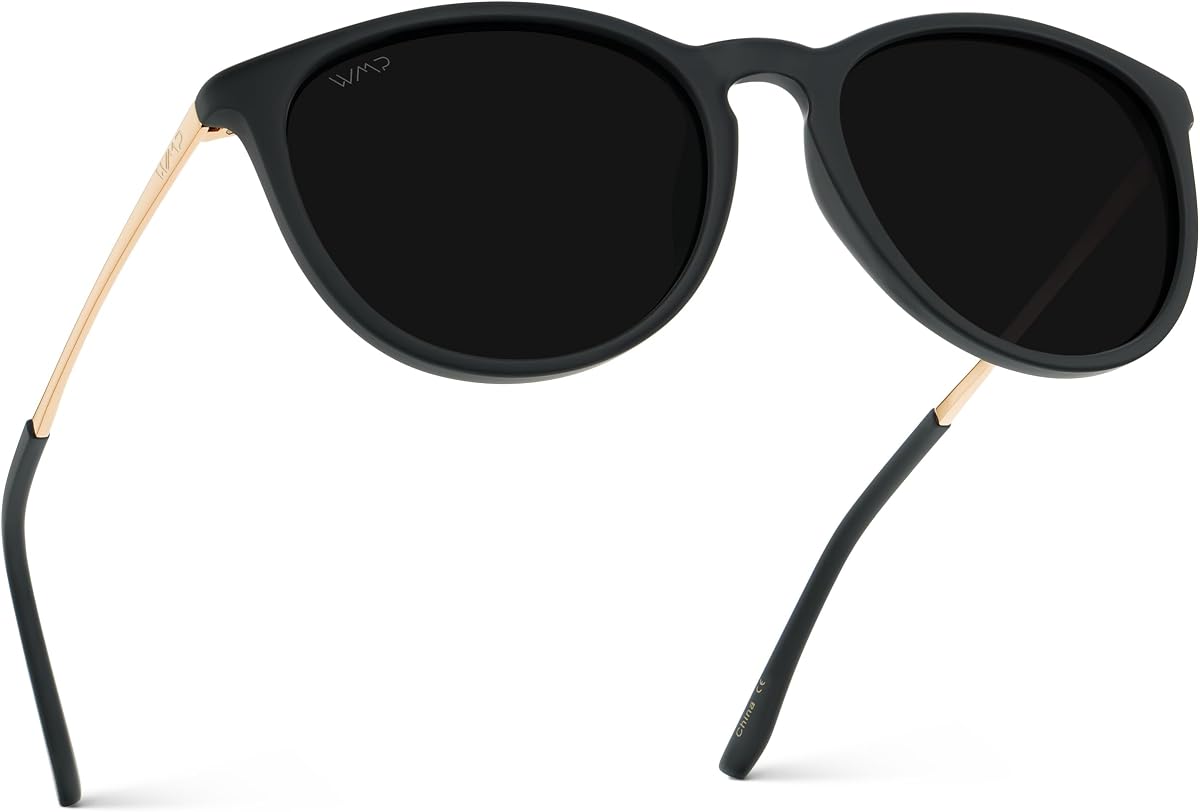 Gafas de sol polarizadas WearMe Pro Drew para mujer, montura redonda retro, UV400 | Lentes resistentes a la rotura, claridad sin deslumbramiento, confianza y estilo cotidianos, incluye bolsa de microfibra para limpiar/almacenar