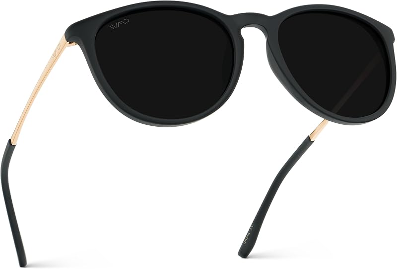 lentes de sol polarizadas WearMe Pro Drew para mujer, montura redonda retro, UV400 | Lentes resistentes a la rotura, claridad sin deslumbramiento, confianza y estilo cotidianos, incluye bolsa de microfibra para limpiar/almacenar
