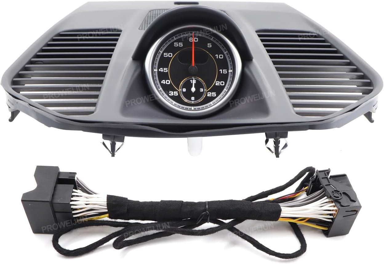 Sport Chrono Stopwatch Mounted Dashboard for Porsche 911 2013-2018 Car Timer Clock Alarm Stopwatch Instrument Panel Black Cover & Black Stopwatch