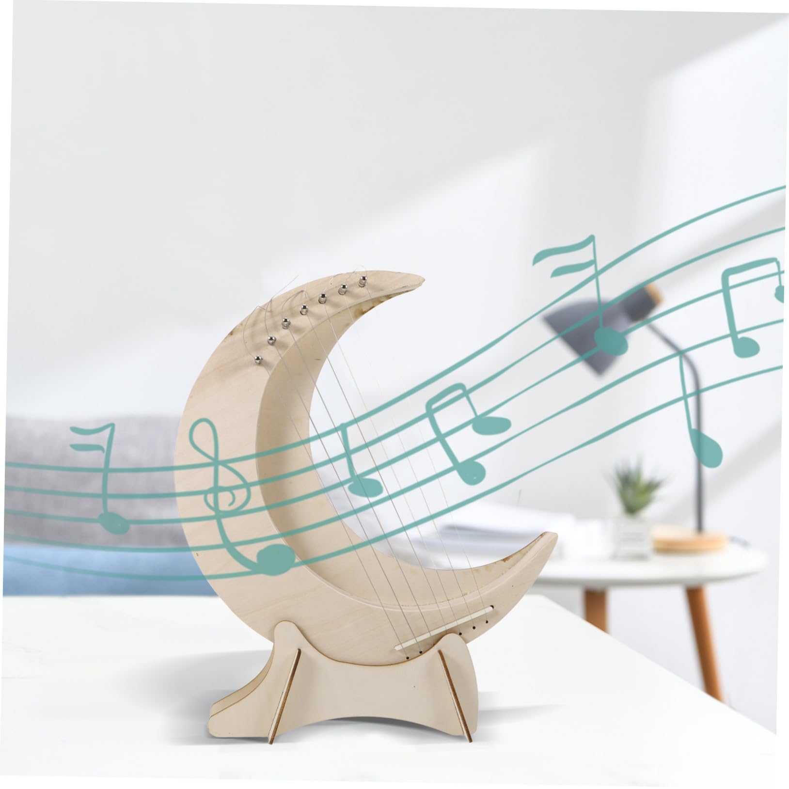 Hemobllo Strumento Musicale 7 Corde a Forma di Mezzaluna in Legno Arpa Design Portatile e Toni Caldi, per Principianti e Amanti della Musica