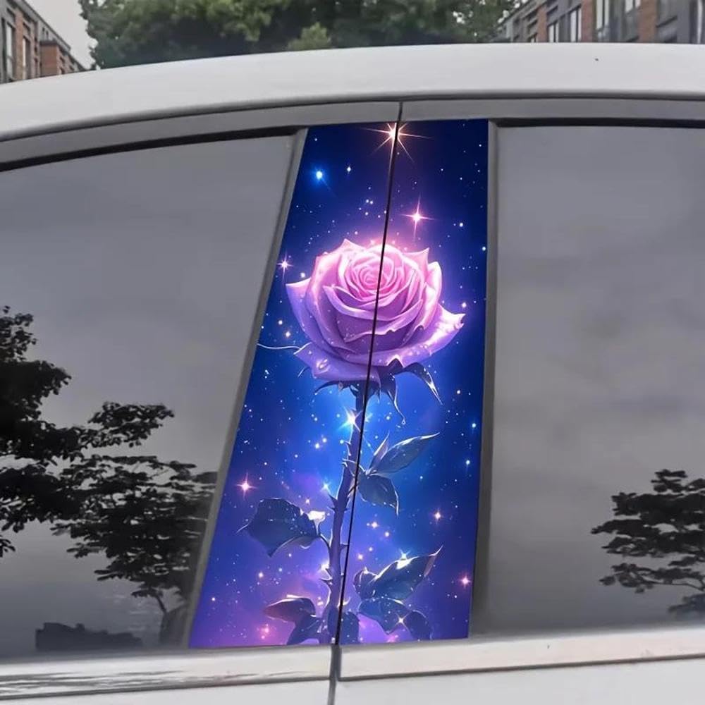 Decorative Items 2pcs Car Center Pillar Sticker Starry Sky Rose Auto B-Pillar Waterproof Protective Film