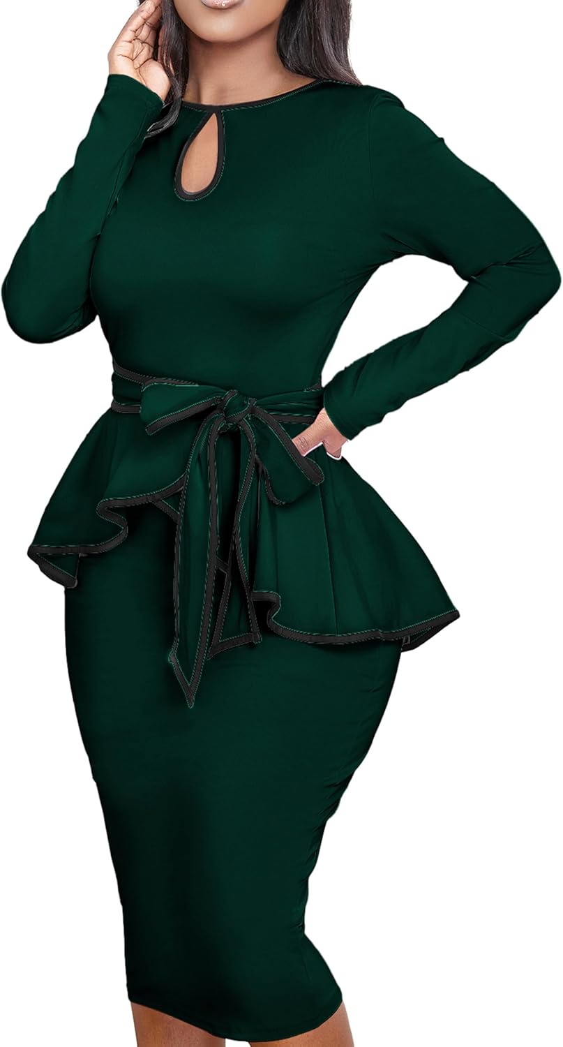 Women's Bodycon Vintage Dresses Elegant Peplum Dresses for Women Business Work Office - Image 4