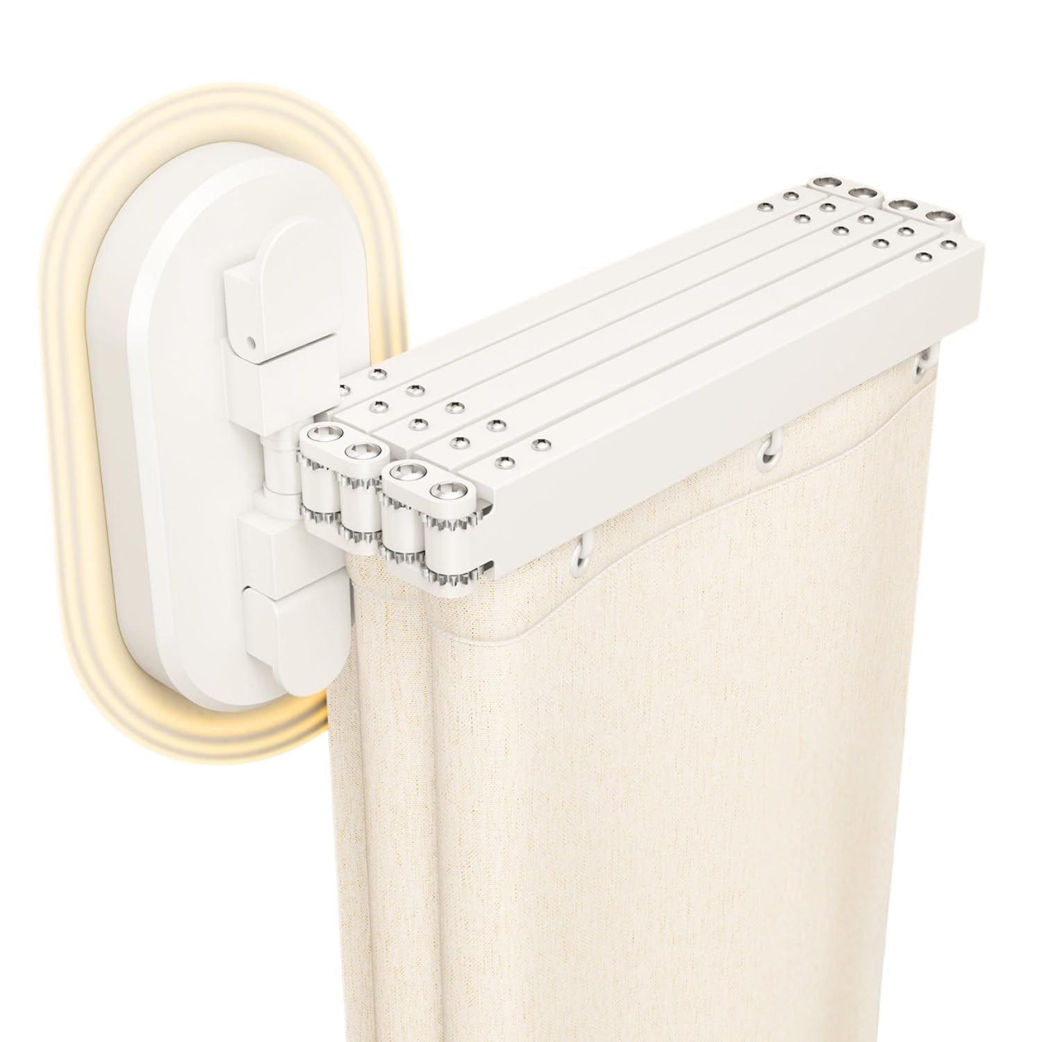 Tringle A Rideau De Douche Angle sans Percage, Tringle À Rideau De Douche Pliable avec Ventouses, Barre De Douche en L Rétractable pour Baignoire De Salle De Bain(Beige,102cm)