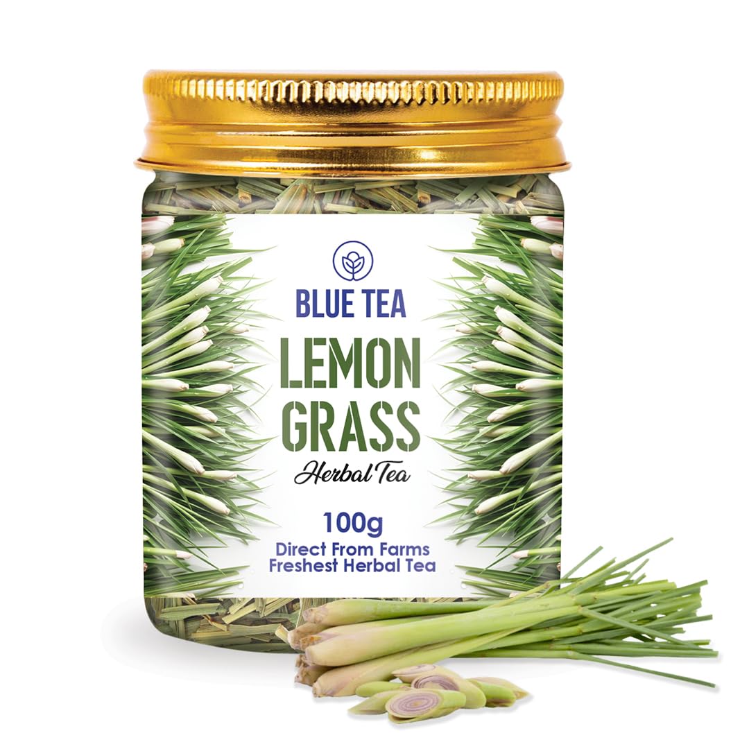 BLUE TEA - Lemongrass Tea - 100g -100 Cups || BOOST METABOLISM || Detox Tea - Flower Based - Herbal Tea - Caffeine Free - Gluten Free - Zero Sugar | Pet Jar Packaging