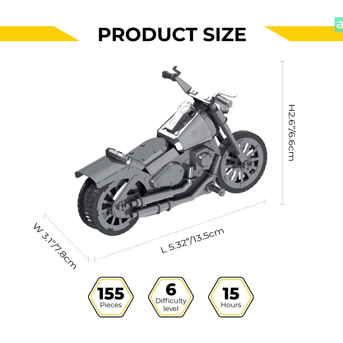 METAL-TIME Roadway Fantasy Motorcycle, Motorcycle Model, Metal Vehicle Motorcycle Model, 3D Puzzle Building Crafts, Collectible Figurine, Stainless Steel DIY Construction with Toolbox, 155 Pieces.