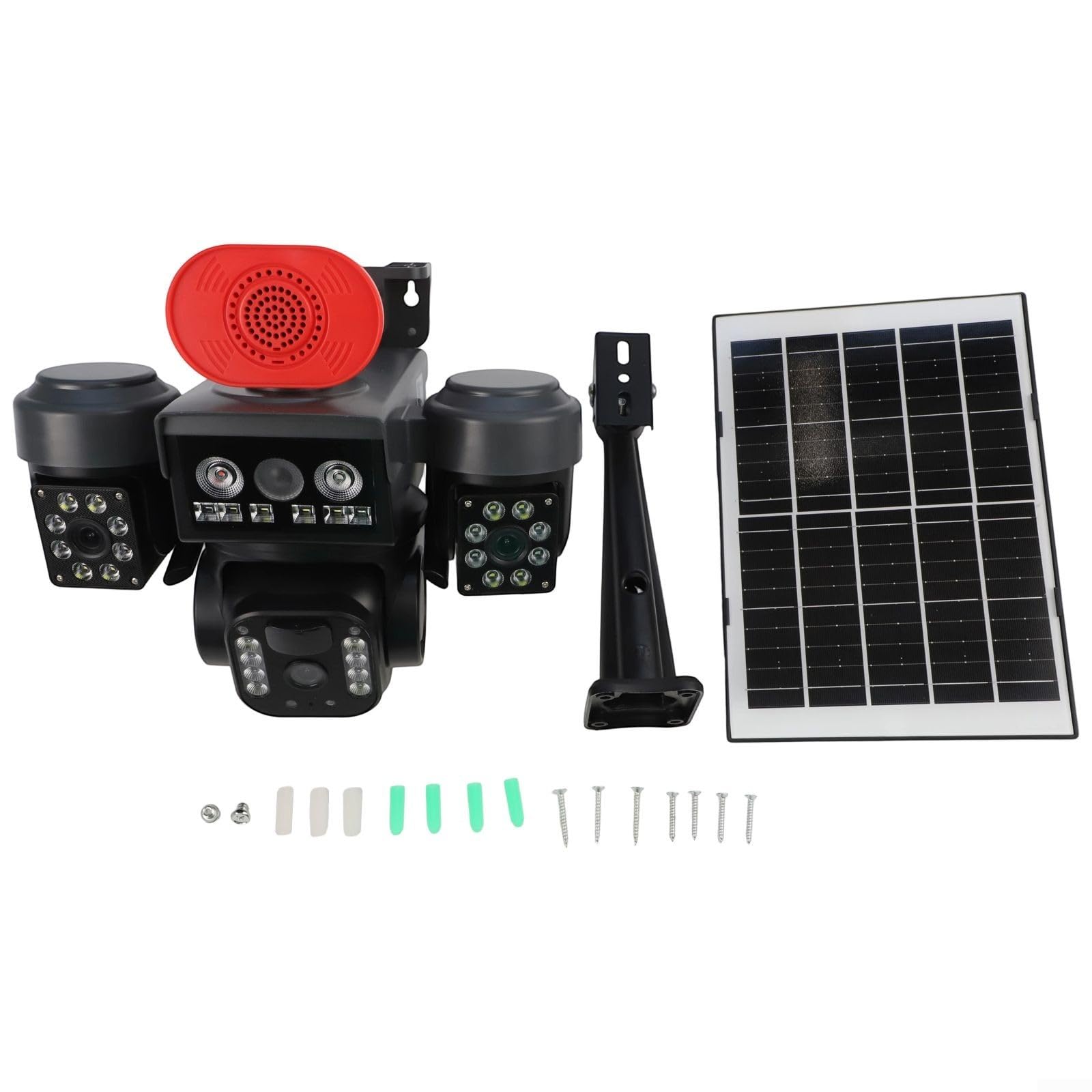 Solar Überwachungskamera Akku mit DREI-Objektiv, 360° Schwenkbar WLAN Kamera Outdoor Kabellos, 2, 4 GHz WiFi, KI-Erkennung, Farbnachtsicht, Zwei-Wege-Audio, IP66