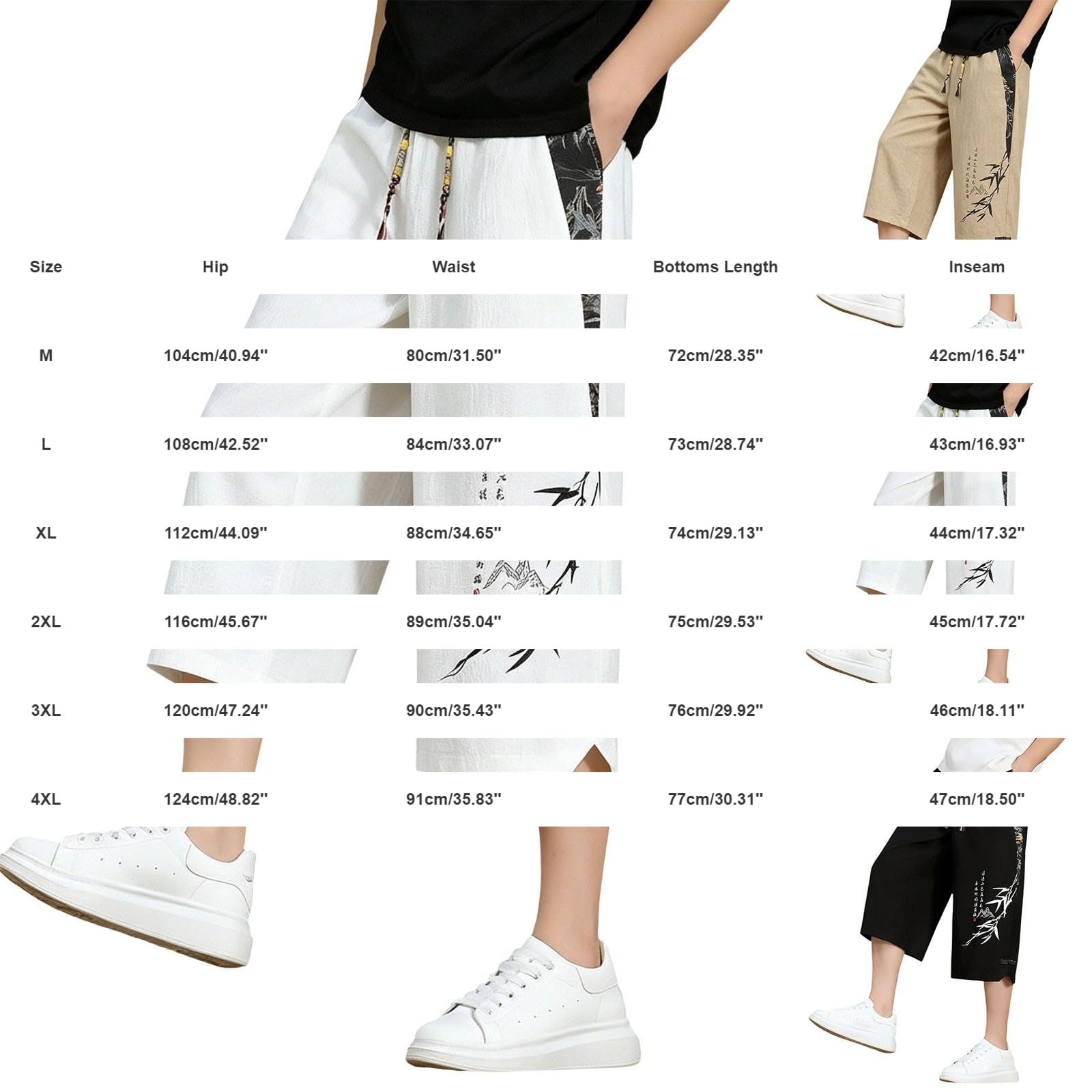Freizeithose Herren Losse Fit Stretch : 3/4 Hose Japanischen