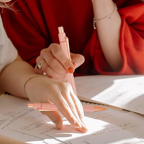 Miniatura 3 de Bolígrafos hexagonales de gel de plástico dorado, 8 unidades, escritura suave y tinta negra de 0.028 in, bonitos bolígrafos para mujeres, hombres y