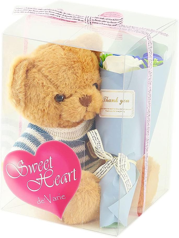 ファンシー Hp 47 12月誕生日プレゼント クリスマスプレゼント 女性 人気 誕生日 花 彼女 花束 贈り物 ソープフラワー 可愛い ぬいぐるみ くま セット 入学 卒業 結婚 記念日 昇進 転居 退職 お見舞い 最適なプレゼント ブラウンベアー ブルーローズ Faz Co Zm