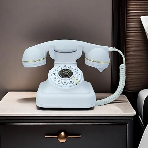 Miniatura 9 de Teléfonos fijos retro para el hogar, teléfono antiguo blanco TelPal antiguo, teléfono antiguo con botón de los años 30, teléfonos con cable vintage