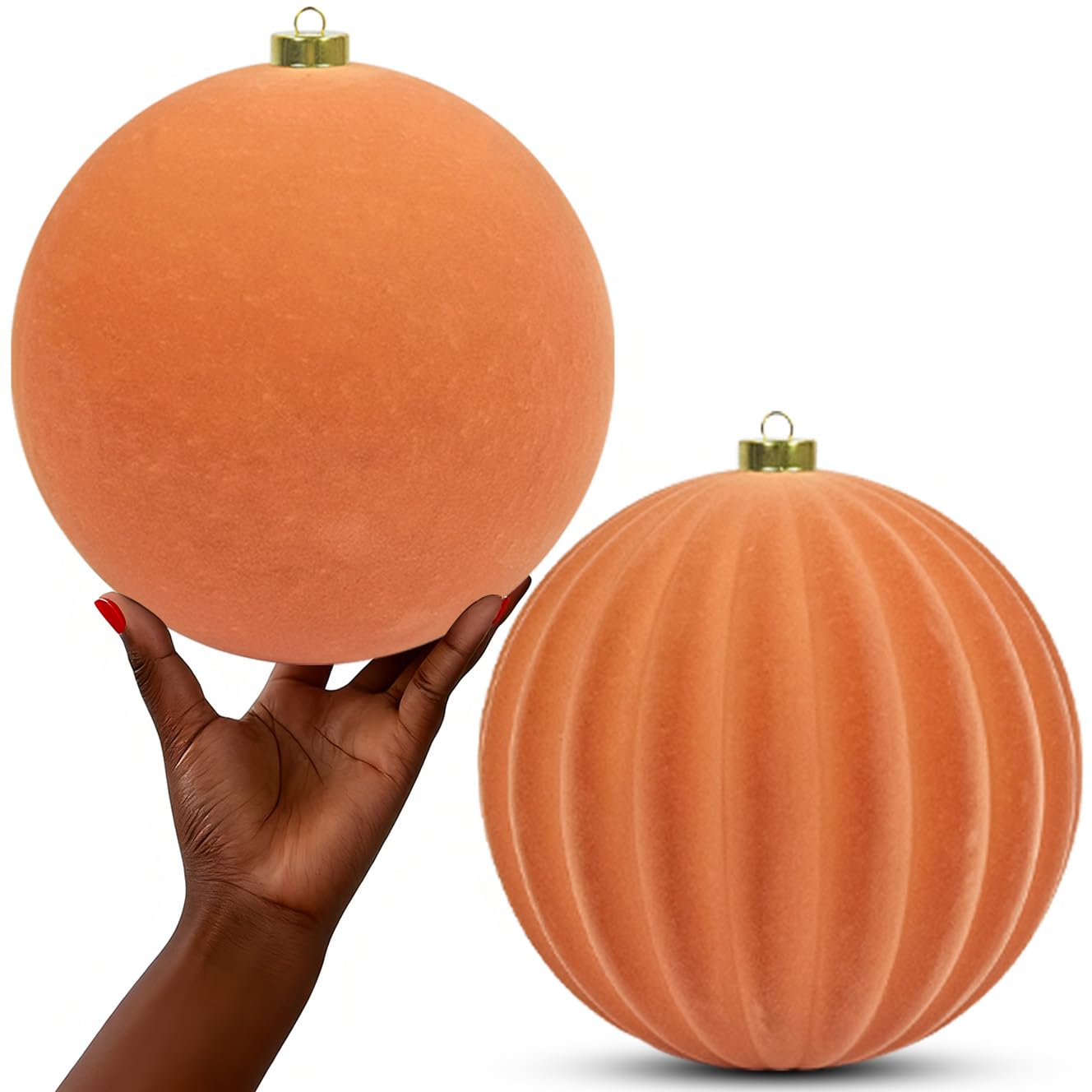 LANGXUN Lot de 2 boules de Noël en velours incassables à suspendre pour sapin de Noël, fête de mariage, décoration d'intérieur (or rose)