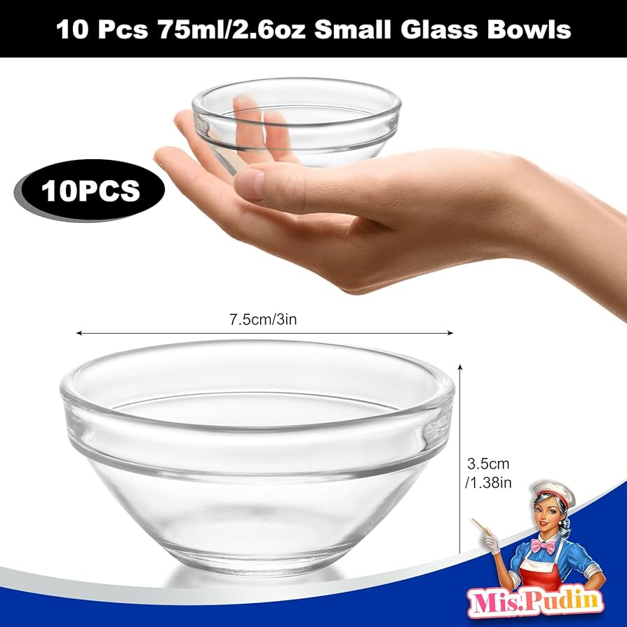 KADAX Set di 3 ciotole in vetro trasparente premium per frutta secca