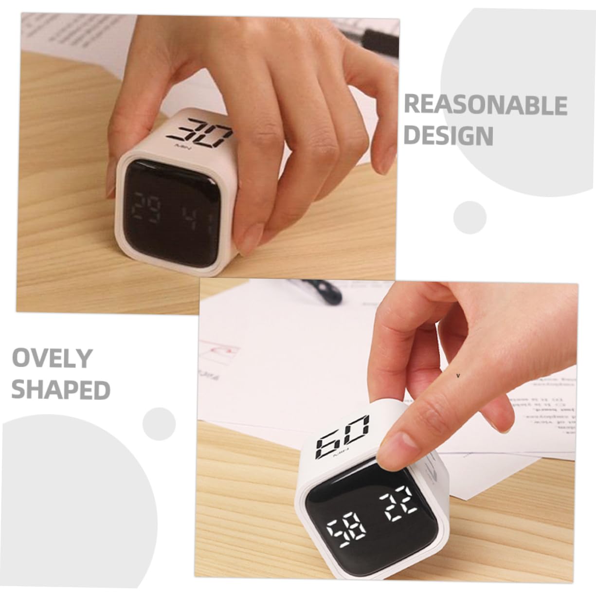 Temporizador de Cocina Visual Portátil de Plástico Abs Blanco | Capacidad 500mah, Uso en Cocina y Cocción, Diseño de Cubo Compacto para Mesa y Encimera