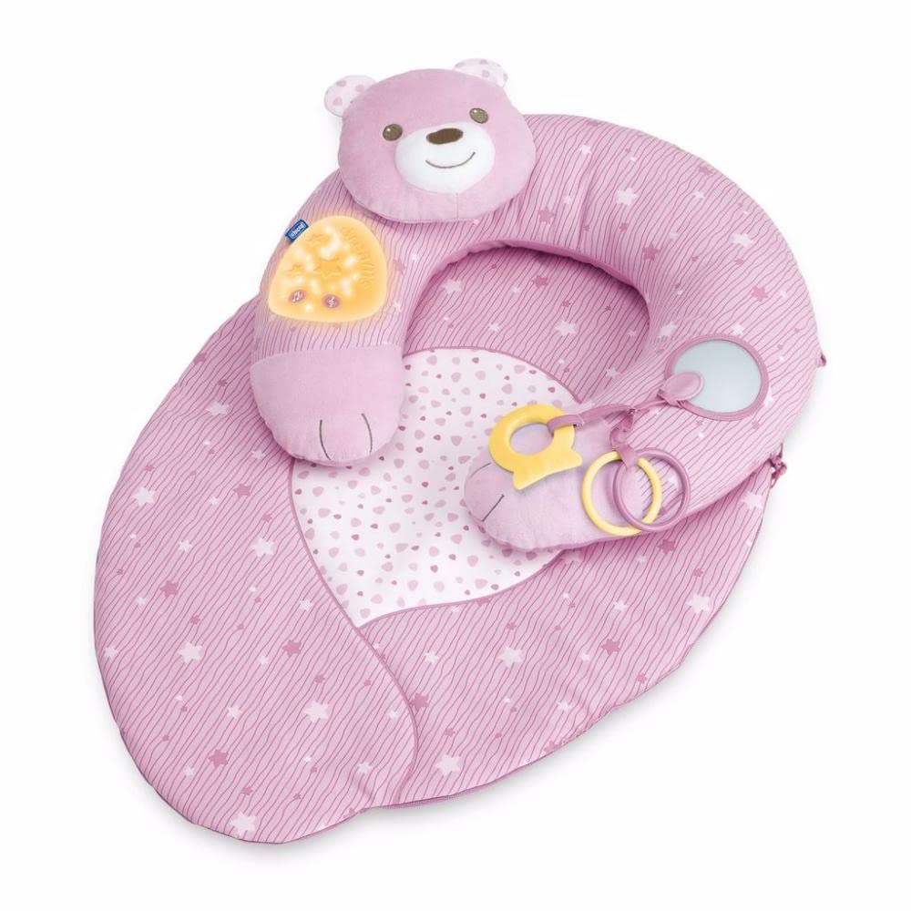 Chicco - Gioco Nido di Coccole, Morbido Cuscino 3 in 1, con Musica e Luce, per Rilassare Il Bambino in Tre Posizioni di Riposo, Rosa, Lavabile in Lavatrice, Batterie Non Incluse, 0 Mesi +