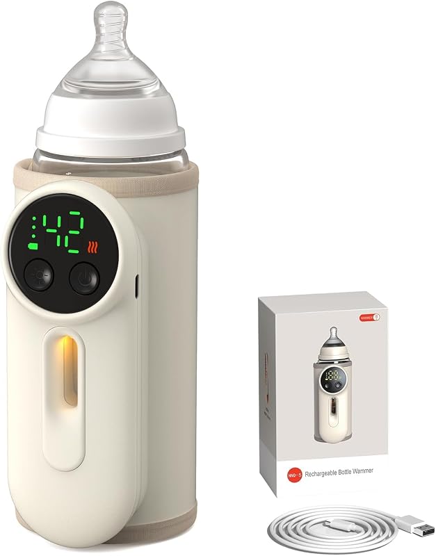 Portable Bottle Warmer, 6 Temperature Settings,8000 mAh Battery | Multi-Function Breastmilk Bottle Warmer Milk Formula Heater,Fits Most Bottles Ideal for Travel & Home Baby Feeding On The Go