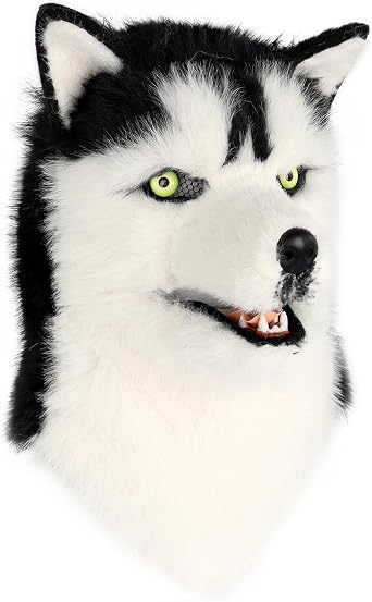 HAOAN Furry Dog Mask Animal Wolf Full Head for Halloween Party Costume Women Men