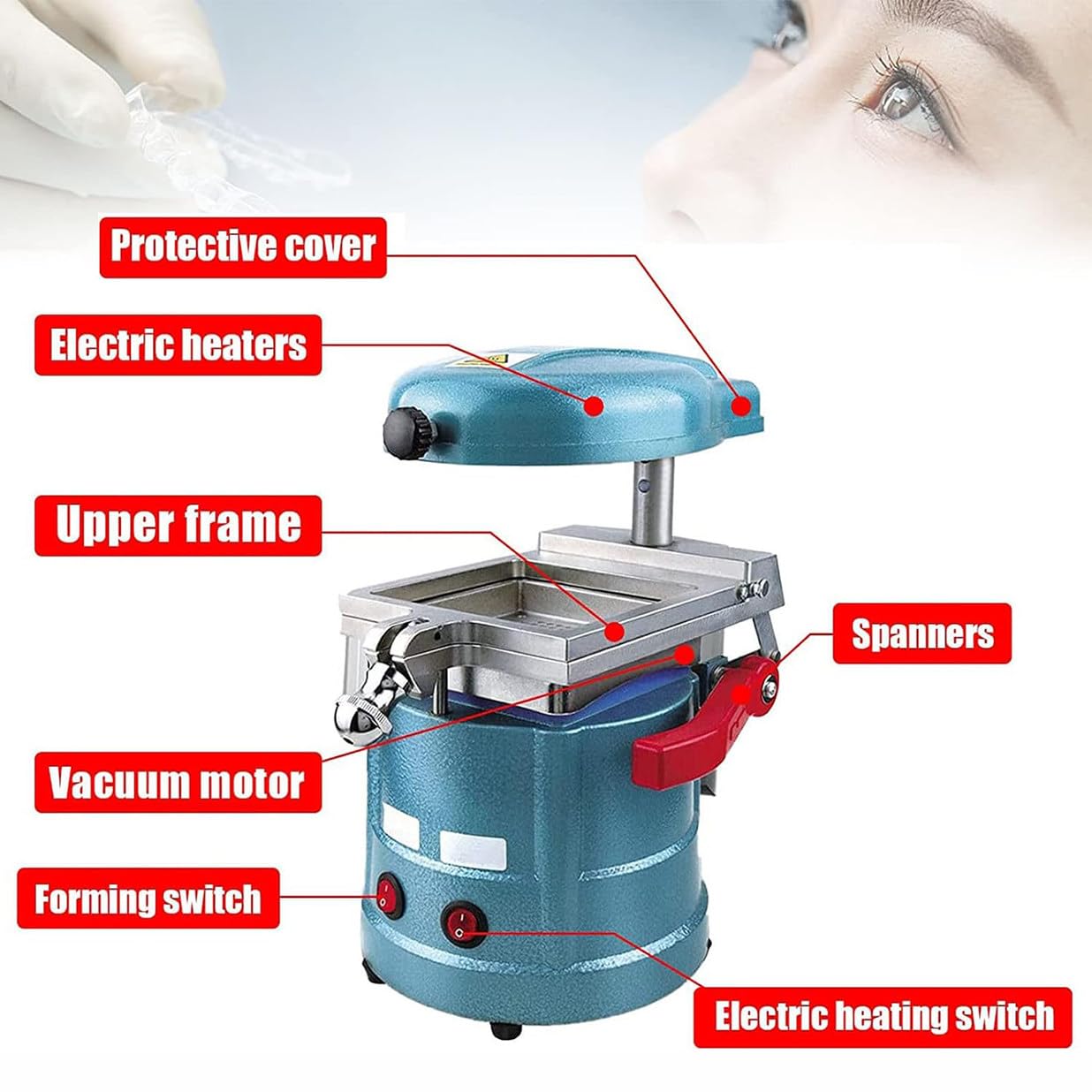 Vakuumformer-Form- und Formmaschinen-Laborausrüstung, 1000-W-Dental-Vakuumformer-Maschinen-Thermoform-Laborausrüstung, für Zahnkliniken und klinische Studien